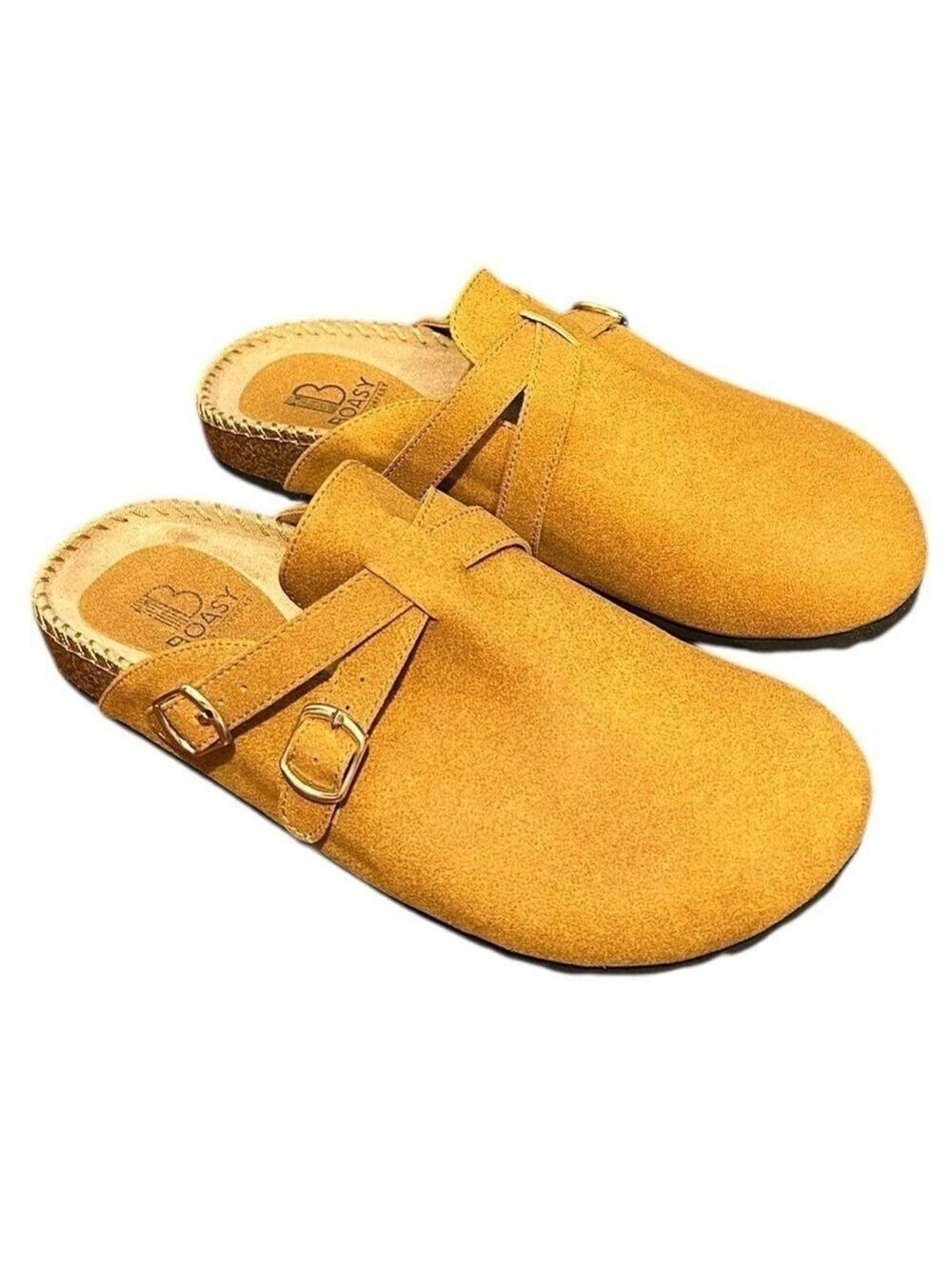 BOASY SUPPLY COMPANY Tampa Cork Suede Clog Padded Comfort Footbed Mink Brown NEW